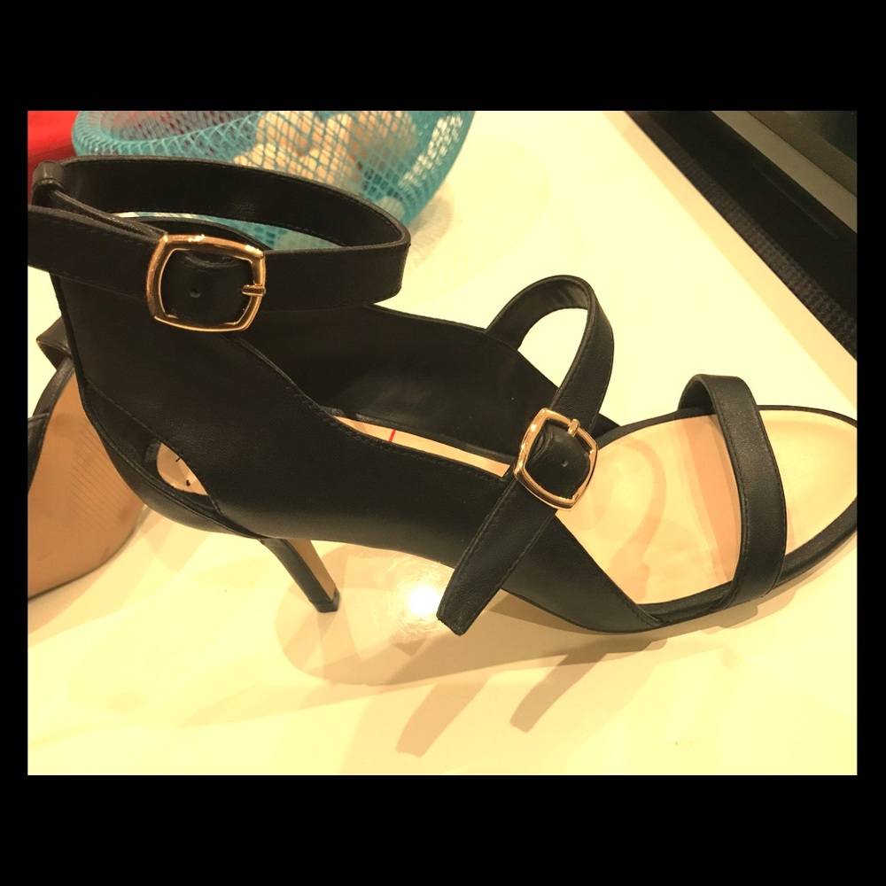 Brand New Sole Society Black Strap Heels, Size 8